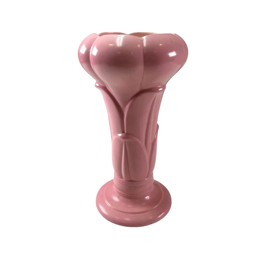 Hull USA Pink Tulip Vase Art Pottery Flower Vase 11